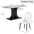 thumbnail image 3 of Sumdeal 63" Morden Faux White Marble Dining Room Table Set,Big Kitchen Dining Table for 6-8 with MDF Base,7 Piece Rectangle Dining Table Set &6 Pu Leather Upholstered Chairs Ideal,White,Set of 4, 3 of 9