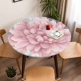 thumbnail image 5 of Pink Gray Flowers Elastic Fitted Round Table Cover Spring Pastoral Waterproof Outdoor Tablecloth for Holiday Party, Picnic, Patio & Dining Fits Tables Up to 45"-54", 5 of 8