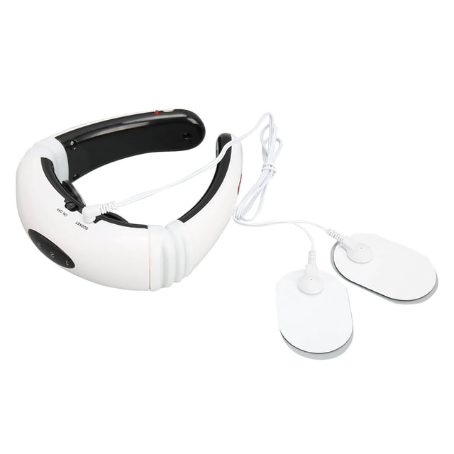 Pulse Neck Massager, Electrode Pads Muscle Relaxing Relieve Fatigue Electric Pulse Neck Massager 500mAh Battery White for Daily Use