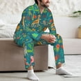 thumbnail image 7 of Salouo Jungle Animals Print Button-Front Long Sleeve Pajama Set for Men, Soft 2Pjs Men's Long Sleeve Sleepwear-Large, 7 of 7