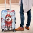 thumbnail image 4 of Hello Winter Alaskan Malamute Smiling in Red Scarf Hat Welcome Christmas Travel Luggage Cover Alaska Mal Dog Lovers Gifts Suitcase Dust Protective Decor - 00017, 4 of 5