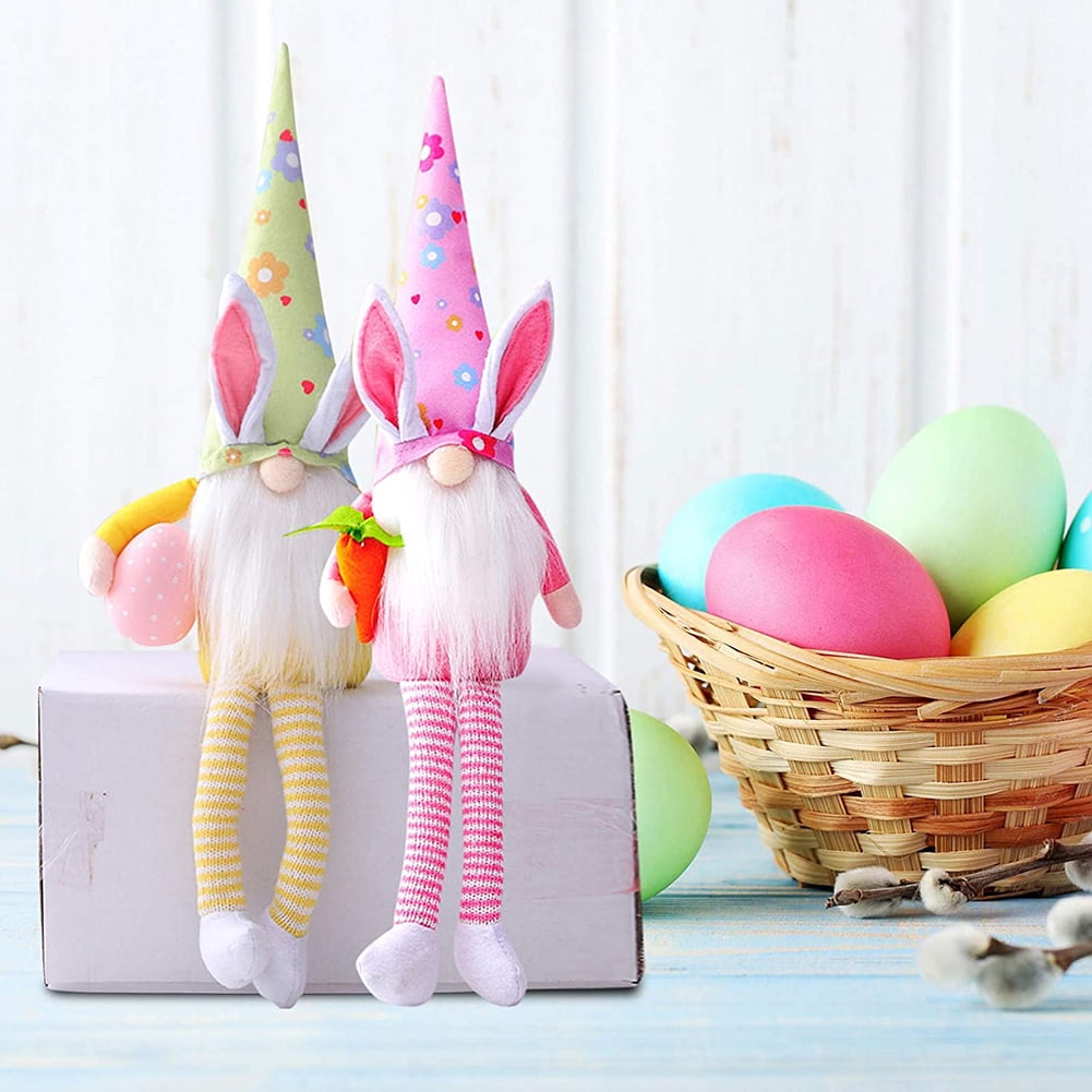 Kepooman 2 Pack Long Leg Plush Elderly Bunny Gnome Doll for Holiday Decor Gifts, Yellow + Pink Kepooman 2 Pack Long Leg Plush Elderly Bunny Gnome Doll for Holiday Decor Gifts, Yellow + Pink