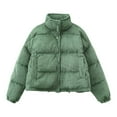 thumbnail image 2 of Usmixi Womens Winter Bomber Jacket Womens Puffer Coat Quilted Lightweight Puffer Jacket Casual Solid Stand Neck Cotton Down Outerwear with Pocket 2025 Bomber Jacket, 2 of 7