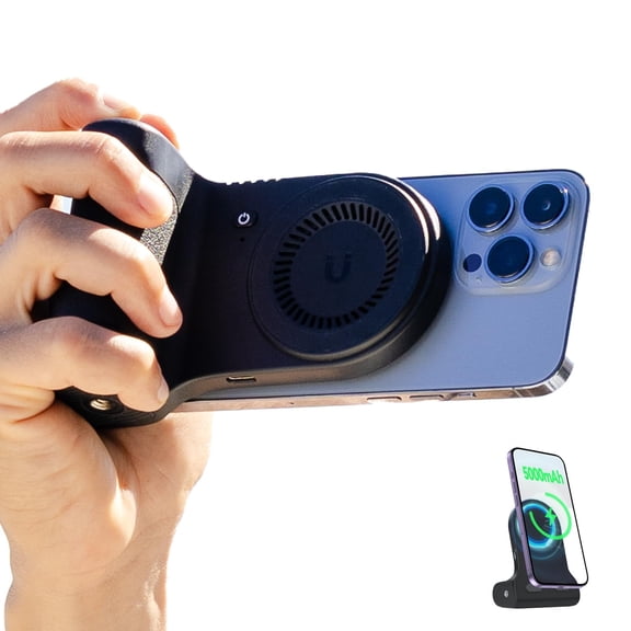 KraftGeek Magnetic Phone Stand Camera Grip with Wireless Charging & Bluetooth Shutter, Black