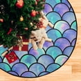 thumbnail image 5 of Coolnut Rainbow Scales Mermaid Christmas Tree Mat Round Christmas Tree Stand Mat Decoration for Holiday Party Home Christmas Day Ornaments Floor Door, 28.3", 5 of 6