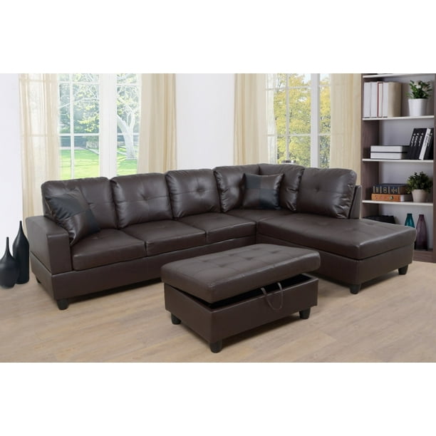 Ponliving Furniture Frame 103 5 Left, Brown Leather Sectional Sleeper