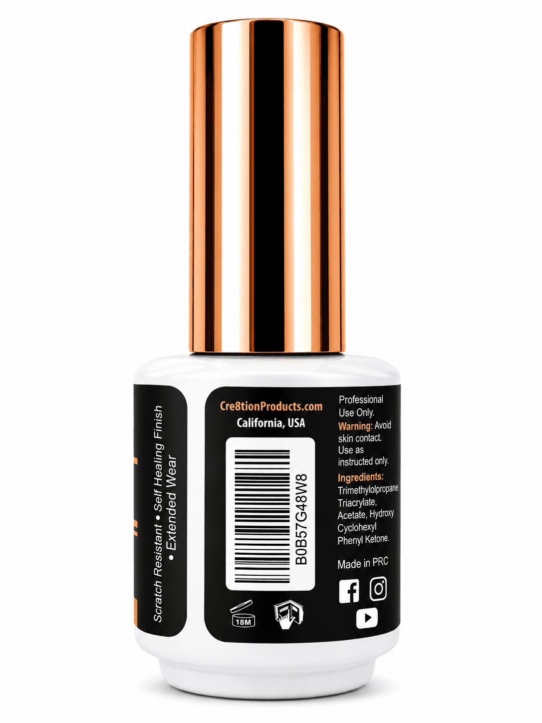 Tori + Mika Stain Resistant Free Top Coat Gel Polish Soak Off No Wipe 0.5oz Nail Polish LED/UV Lamp Cure
