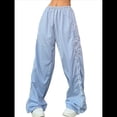 thumbnail image 2 of Pantalones de Paracaídas para Mujer, Pantalones Holgados de Pierna , Pantalones Deportivos con Cintura Elástica Y2K, Pantalones Deportivos, Ropa de Calle Azul M, 2 of 10