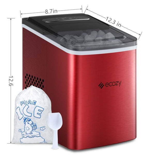 Ecozy Ice Maker Countertop, 9 Cubes Ready in 6 Mins, 26.5 lbs of ice in