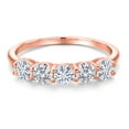 thumbnail image 3 of Gem Stone King 18K Rose Gold Plated Silver White Moissanite and E - F Lab Grown Diamond Wedding-Bands Ring for Women | 1.23 Cttw | Round 4MM | Gemstone Birthstone | Size 6, 3 of 6