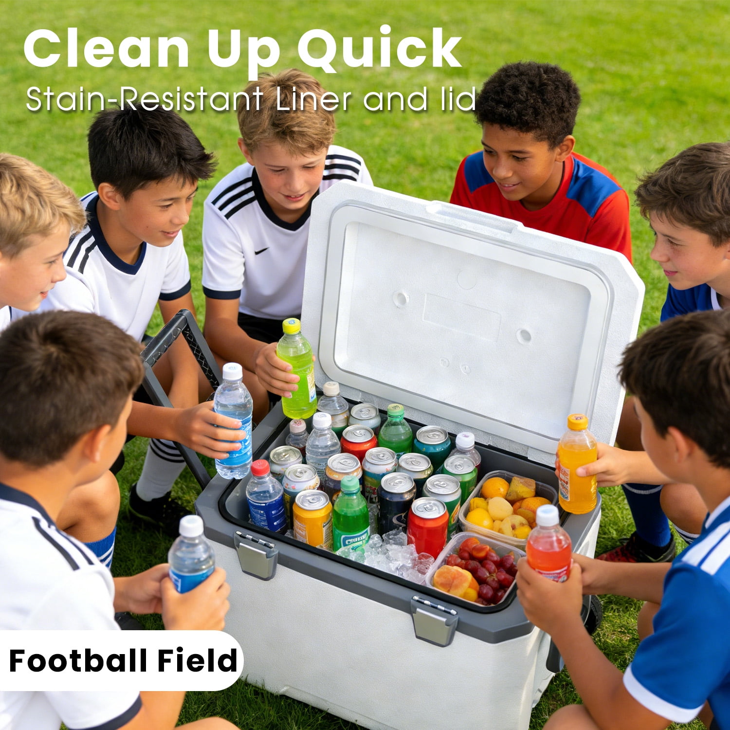 48QT Portable Cooler with Handle, Wheeled Insulated Hard Sided Cooler Ice Chest Box for Outdoors,Camping,Travel,Car