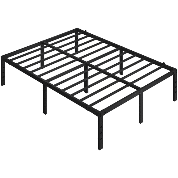 Alden Design Queen Size 16.5" Metal Platform Bed Frame, No Box Spring Needed, Black
