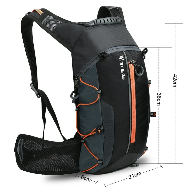 West Biking Lightweight 10L Sports Backpack with 2L Water Bladder, Orange 