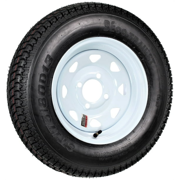 Trailer Tire On Rim ST175/80D13 175/80 D 13 Load C 4 Lug White Spoke