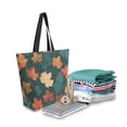 thumbnail image 2 of Open Top Canvas Tote Bag with Zipper Reusable Shopping Bag 13.5x15" Roomy Carryall Teal and Red Maple Leaves, 2 of 9