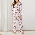 thumbnail image 2 of Xecao Valentine's Day Print Women Pajamas Set Soft Sleepwear Pjs long Sleeve Button Down Nightwear with Long Pants-Small, 2 of 7