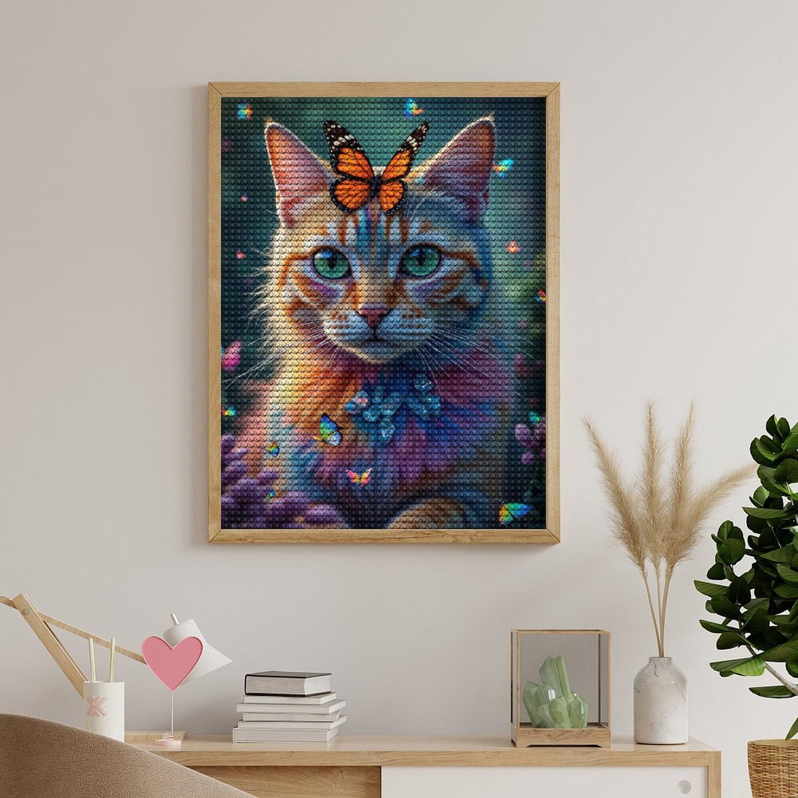 Diamond Art Kits for Adults - Cat Butterfly Gem Pastel Nature 5d Diamond Painting for Adults, Diamond Art for Adults Beginners, Frameless Diamond Painting Kits for Adults for Home Wall Decor