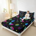 thumbnail image 4 of Manfei Kids Happy Halloween Full Size Sheets for Boys Girls, Neon Bat Pumpkin Spooky Animal Bed Sheets, Gradient Stars Spider Web Sheet Sets, Super Cozy Room Decor 4pcs, 4 of 7