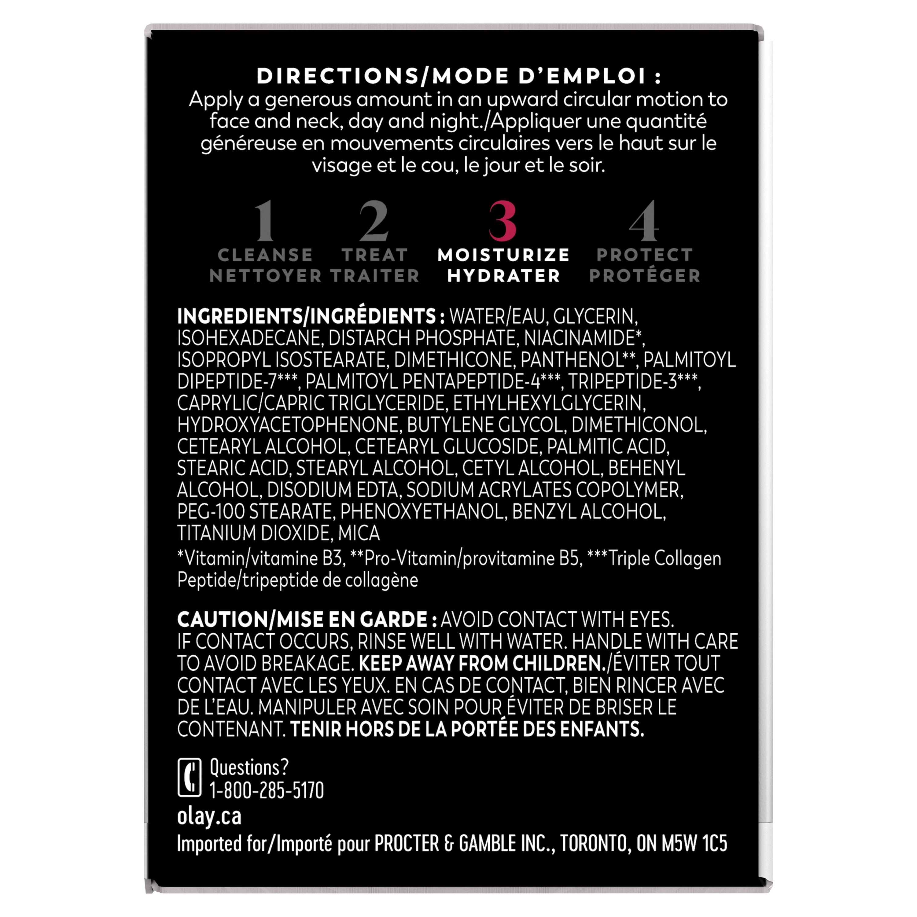 Crème pour le visage Olay, crème microsculptante hydratante pour le visage Regenerist, sans parfum – Hydratant, anti-âge, anti-rides, soins de la peau – Acide hyaluronique, niacinamide 50 mL