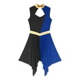 thumbnail image 4 of DPOIS Women Praise Dance Dress Metallic Lyrical Dance Costume Black&Blue L, 4 of 6