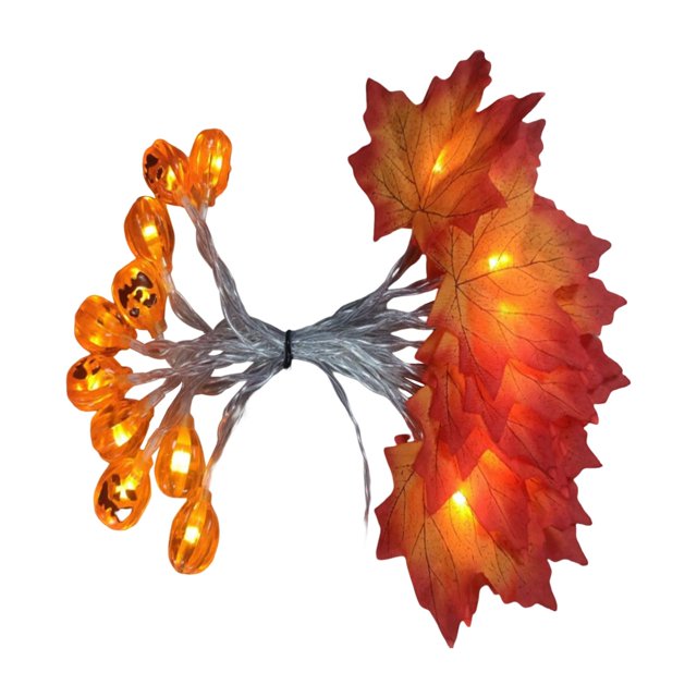 Hojas de arce Cuerda Luces de hadas Decoración Guirnalda LED Colgante Guirnalda de otoño Luz de calabaza de Halloween para el Festival de la , Mueca Calabaza Yinane Luces interiores