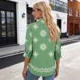 thumbnail image 4 of ASDFVBKG Summer Tops for Women Soft 3/4 Length Sleeve V-Neck Collared Shirts Trendy Retro Floral Printed Relaxed Fit Loose Outfits Clothes Green L, 4 of 4