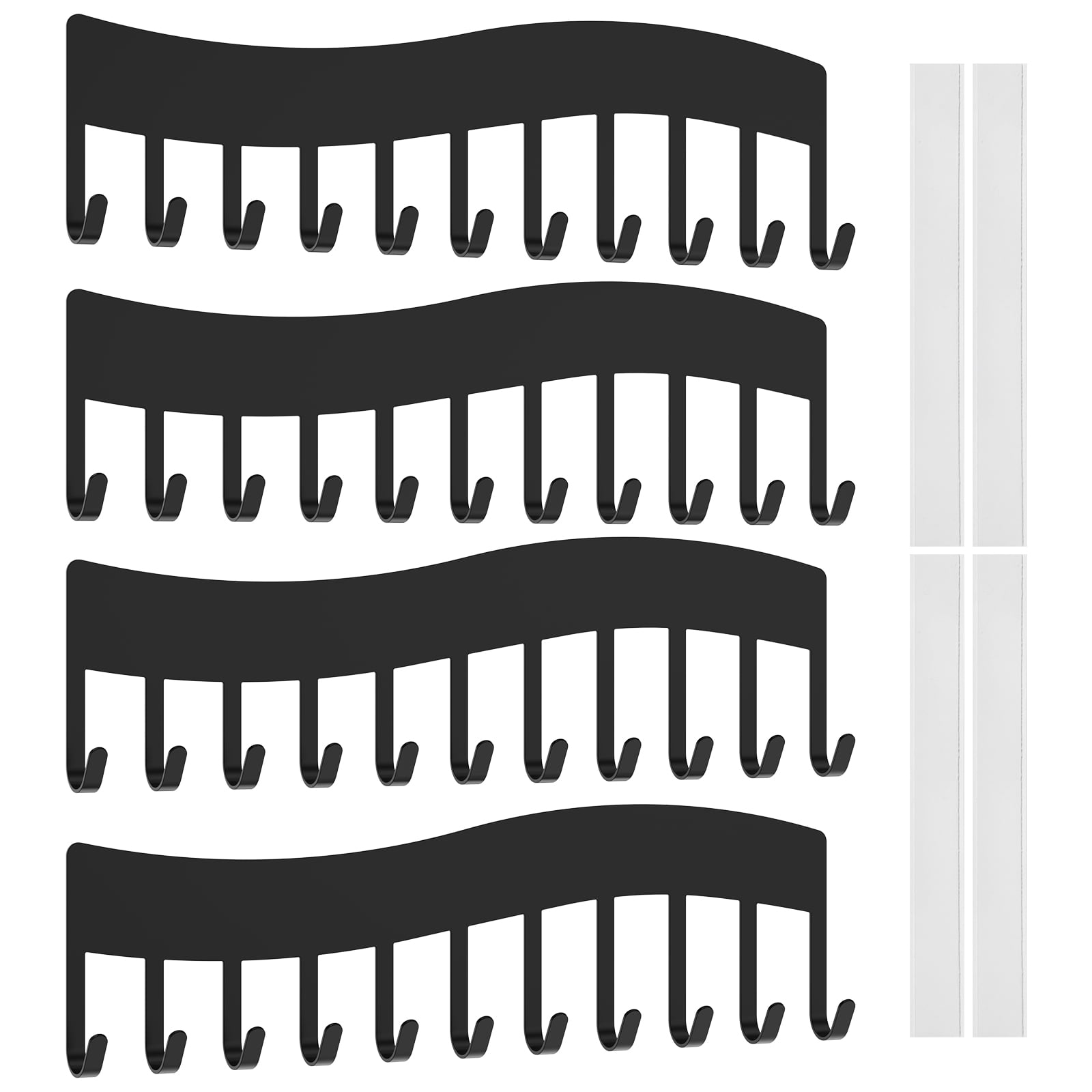 Wall Mounted Necklace Organizer Metal Jewelry Display Hanging Holder 4 Pcs (black )