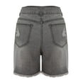 thumbnail image 5 of Durtebeua Women Denim Shorts Stretchy Distressed Denim Shorts Grey L, 5 of 6