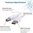 thumbnail image 3 of Cable USB USB 2.0 Tipo A a Tipo B 2 m Blanco para impresoras escáneres y dispositivos industriales, 3 of 7