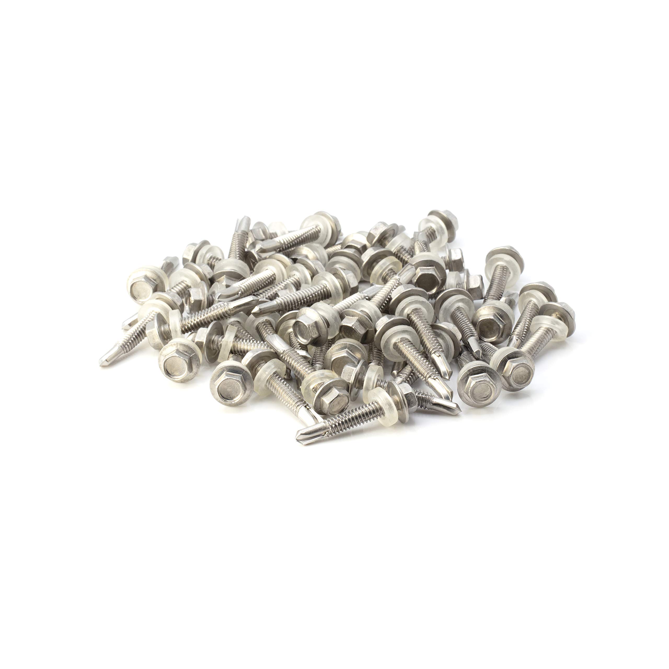 THE CIMPLE CO - 100pc Stainless Steel Self Drilling Tapping Screws #12 x 1 1/4" Hex Washer Head