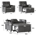 thumbnail image 5 of Vabches 3 in 1 Sofa Recliner with USB Port, Velvet, Convertible Bed and Chair, for Home or Office, Gray, 5 of 7