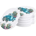 thumbnail image 1 of ZHANZZK Summer Blue Truck and Tropical Plants Cactus Set of 2 Car Coaster for Drinks, Absorbent Ceramic Stone Coasters Cup Mat with Cork Base for Home Kitchen Room Coffee Table Bar Decor, 1 of 5