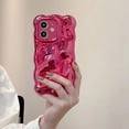 thumbnail image 4 of Compatible with iPhone 12 Wavy Phone Case, Cute Coquette 3D Wave Bubble Pattern and Stylish Wavy Border, Soft TPU, Protection Shockproof Phone Case for Women Girls (Rose Red), 4 of 13
