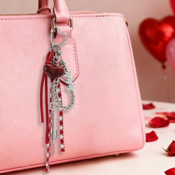 Accesorios para bolsos Miu con lazo rojo, llavero para coche, llavero de fibra de poliéster