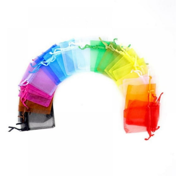 50PCS Sheer Organza Gift Bags Wedding Favor Bags with Drawstring, 2.7x3.5 Inch Jewelry Pouches Party Festival Candy Bags(9 Colors)