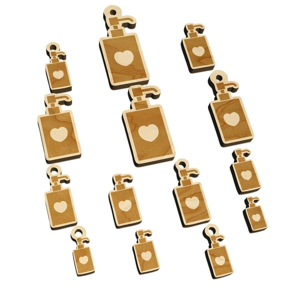 Soap Sanitizer Dispenser Silhouette with Heart Wood Mini Charms Shapes DIY Craft Jewelry - With Hole - Various Sizes (16pcs)