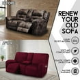 thumbnail image 3 of Reclining Love Seat with Middle Console Slipcover, 8-Piece Velvet Stretch Loveseat Reclining Sofa Covers, 2 seat Loveseat Recliner Cover, Thick, Soft, Washable, Loveseat Slipcovers, 3 of 10