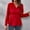 Red, variant on WNEGSTG Long Sleeve Shirts for Women Autumn Solid V Neck Waistband Slim Fit Bubble Sleeve Top Black