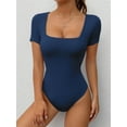 thumbnail image 5 of MOYIKO Square Neck Tops for Women Short Sleeve Bodysuit for Women Fitted Tight Tops, 5 of 8