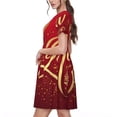 thumbnail image 2 of Fotbe Happy New Year Vestido Largo de Moda para Mujer, Vestido Tipo Camiseta con Manga Corta y Estilo Casual a Rayas y Bloques de Color, 2 of 6