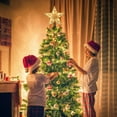 thumbnail image 5 of Christmas Star Tree Topper, 9.5 in Plug in Golden Glittered 3D Star Tree Topper, Metal Hollow Designed Built-in 10 Bulbs String Lights for Indoor Office Christmas New Year Holiday Tree Decoration, 5 of 9