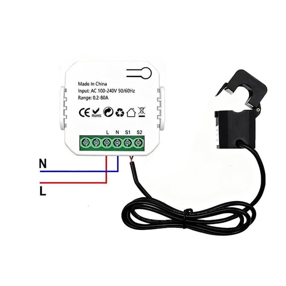 Intelligent Home Energy Monitor 1 Channel 80A Current Voltage Changer Clamp