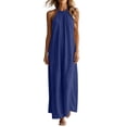 thumbnail image 5 of Tqcoqu Sleeveless Long Dress for Women,Boho Halter Maxi Sundress Casual Loose Dresses,Navy Women's S-XXL, 5 of 7
