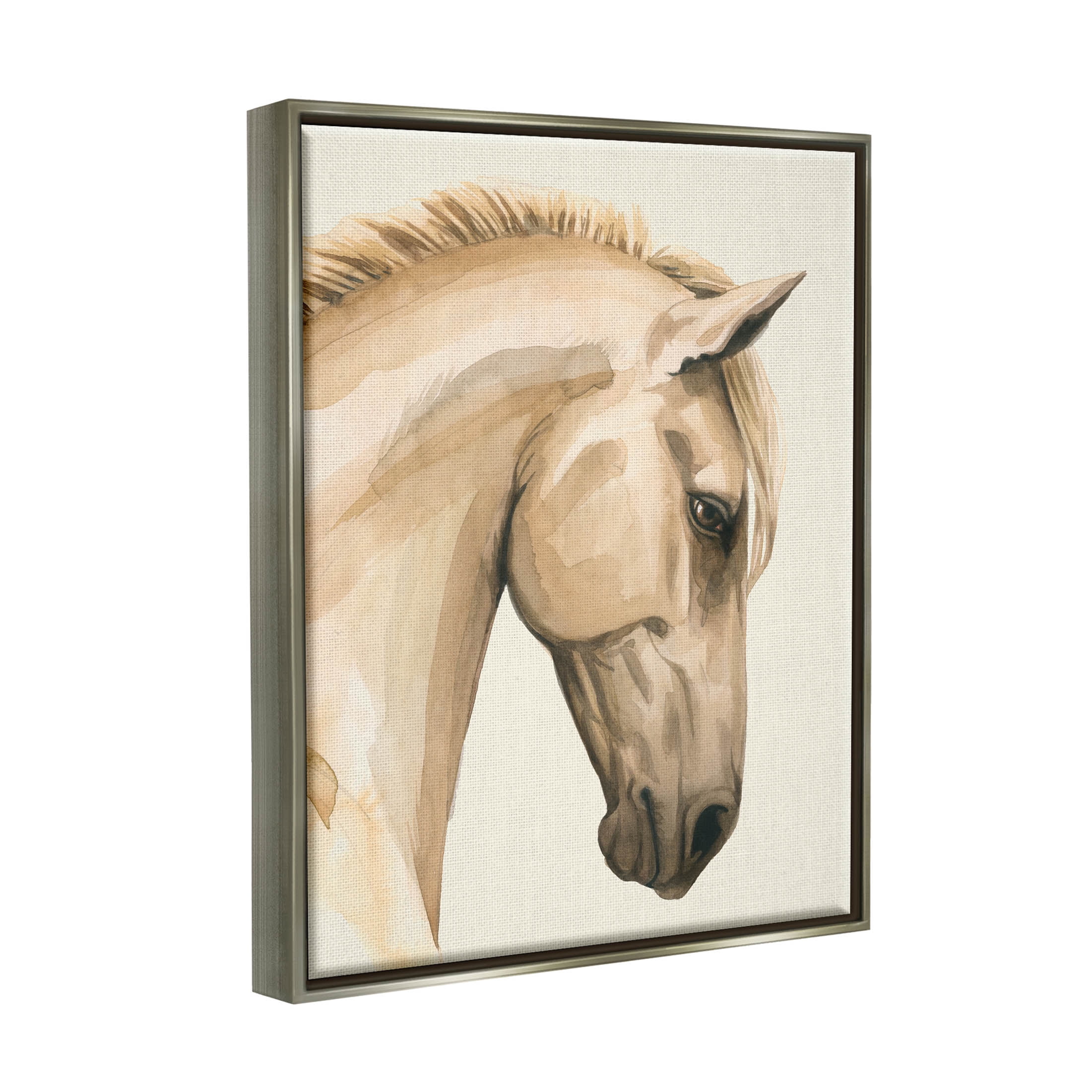 Stupell Industries Horse Portrait Farm Animal Graphic Art Luster Gray Floating Framed Canvas Print Wall Art, Design by Grace Popp