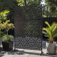 thumbnail image 2 of Tcbosik Metal Privacy Screen for Outdoor, 76"H x 48"W Patio Decorative Metal Fence, Divider Screen for Outside Deck Balcony Garden, Deck, Black, 2 of 8