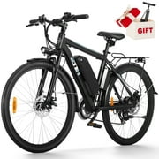 ZNH Electric Bike, 26" 350W E Bike for Adults, Electric Mountain Commuter Bicycle for Men Women, with Removable 36 V/10 Ah Battery, Shimano 21-Speed Gears, Black