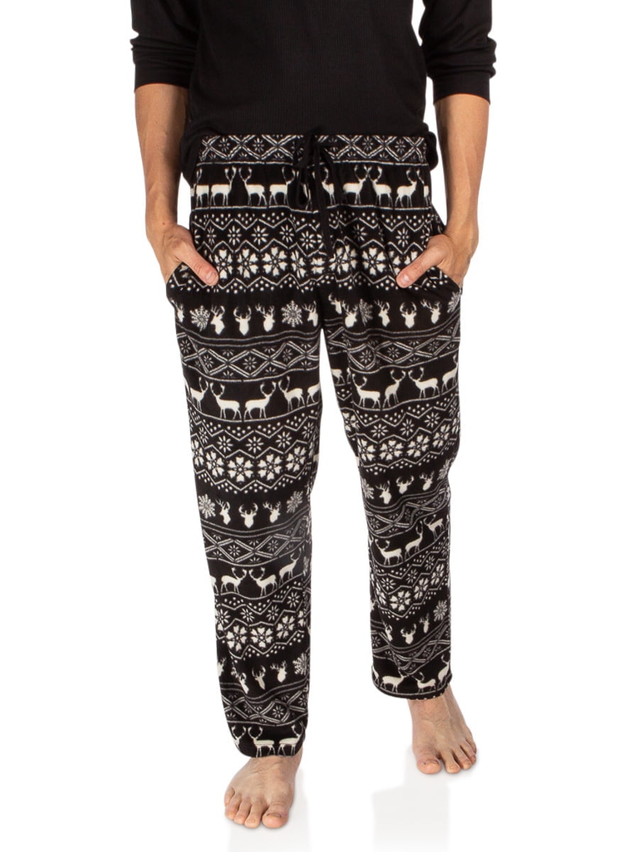 DG Hill Mens Sleep Pants, Fleece Pajama Bottoms with Pockets, Plaid or