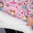 thumbnail image 3 of Oversized Wearable Blanket Hoodie,Pink Fairy Princess Pattern Sherpa Blanket Hoodie with Super Pockets,Super Warm Fuzzy Pullover for Women & Men, 3 of 6