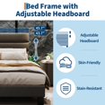 thumbnail image 5 of BouPower King/Queen/Full Platform Bed Frame with Adjustable Linen Upholstered Headboard - Heavy Duty Quiet Sturdy Wood Slat Support, No Box Spring Needed, Easy Assembly Dark Grey Modern Bed, 5 of 8