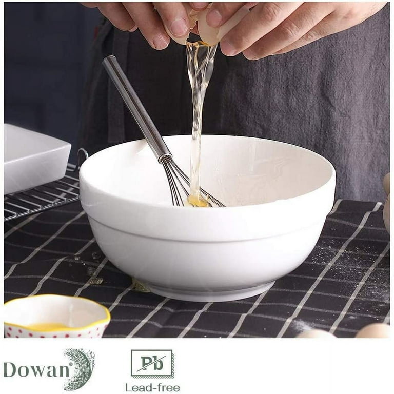 DOWAN 8 Large Serving Bowls - 2 Quart Big Salad Bowl, Porcelain White Bowl  for Kitchen, Soup, Salad, Pho, Pasta, Ramen, Popcorn, Ceramic Mixing Bowl,  Microwave & Dishwasher Safe, Set of 2